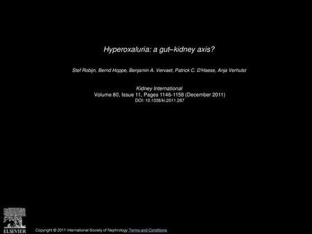 Hyperoxaluria: a gut–kidney axis?