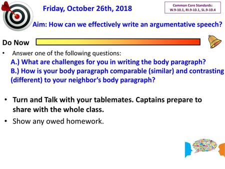Aim: How can we effectively write an argumentative speech?