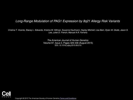 Long-Range Modulation of PAG1 Expression by 8q21 Allergy Risk Variants