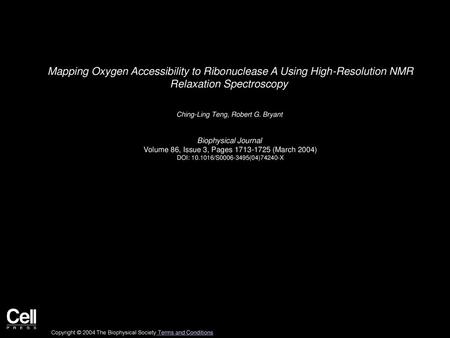 Ching-Ling Teng, Robert G. Bryant  Biophysical Journal 