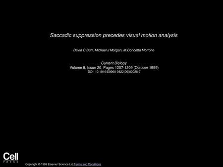 Saccadic suppression precedes visual motion analysis