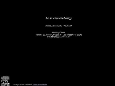 Acute care cardiology Nursing Clinics