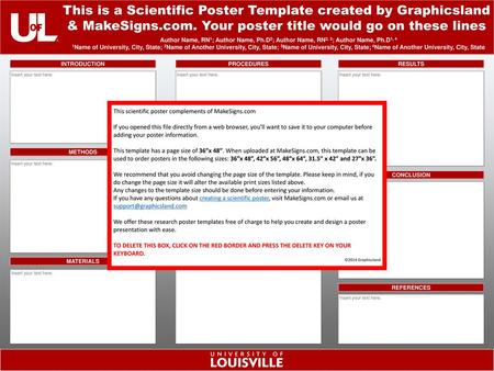 This is a Scientific Poster Template created by Graphicsland & MakeSigns.com. Your poster title would go on these lines Author Name, RN1; Author Name,