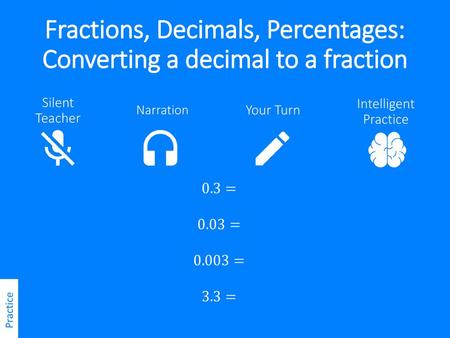 Fractions, Decimals, Percentages: Converting a decimal to a fraction