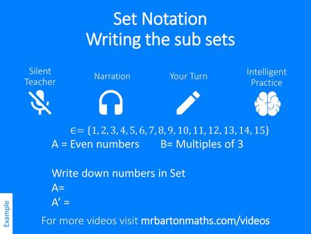 Set Notation Writing the sub sets