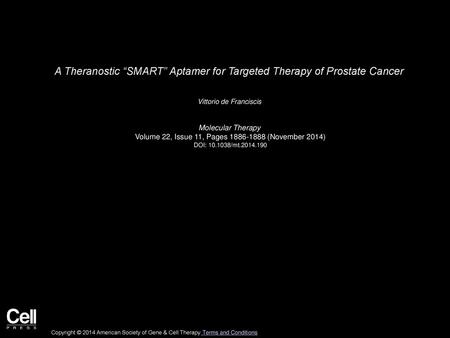 A Theranostic “SMART” Aptamer for Targeted Therapy of Prostate Cancer