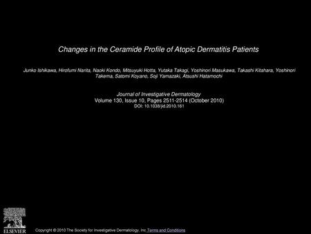 Changes in the Ceramide Profile of Atopic Dermatitis Patients