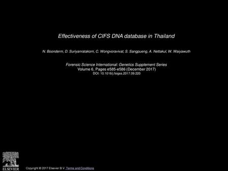 Effectiveness of CIFS DNA database in Thailand