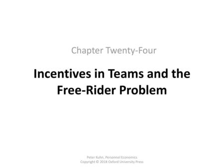Incentives in Teams and the Free-Rider Problem