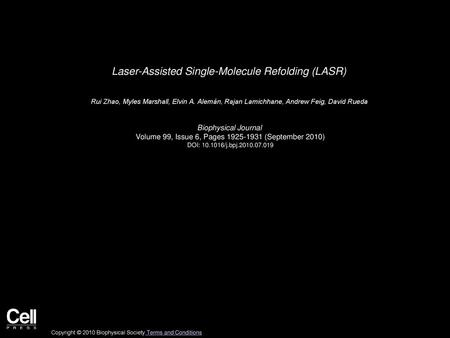 Laser-Assisted Single-Molecule Refolding (LASR)