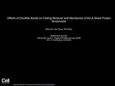 Meng Qin, Jian Zhang, Wei Wang  Biophysical Journal 