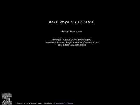 Karl D. Nolph, MD, American Journal of Kidney Diseases