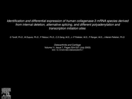 Identification and differential expression of human collagenase-3 mRNA species derived from internal deletion, alternative splicing, and different polyadenylation.