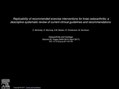 Replicability of recommended exercise interventions for knee osteoarthritis: a descriptive systematic review of current clinical guidelines and recommendations 