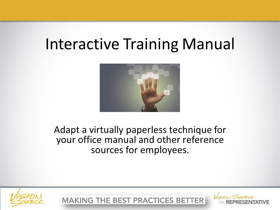 C C Interactive Training Manual Adapt A Virtually Paperless Technique For Your Office Manual And Other Reference Sources For Employees Ppt Download