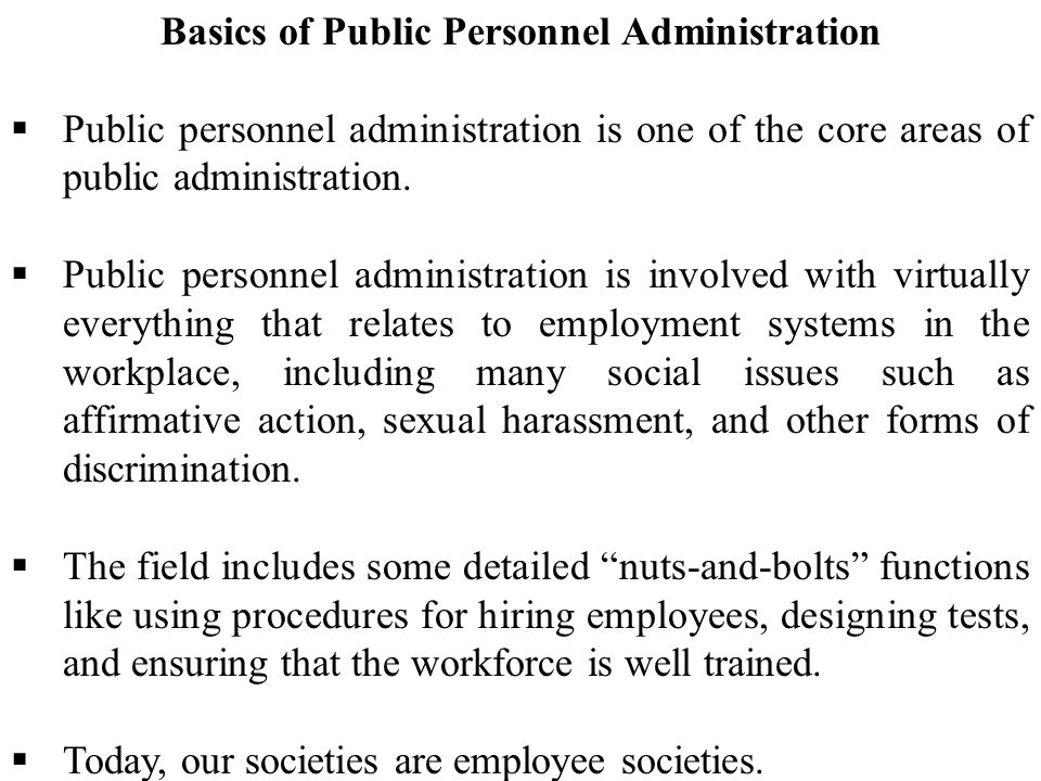 review of public personnel administration