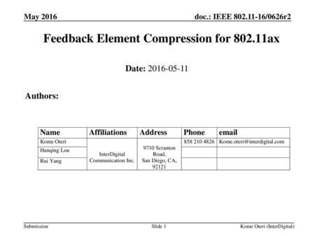 Feedback Element Compression for ax