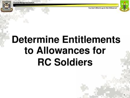 to Allowances for RC Soldiers
