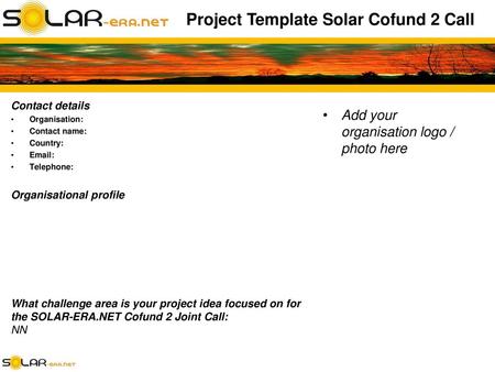 Project Template Solar Cofund 2 Call