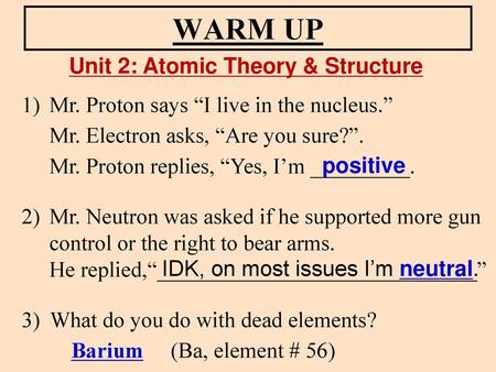 Unit 2: Atomic Theory & Structure