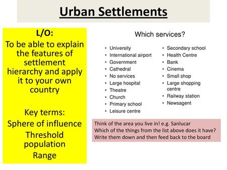 Leisure hierarchy and sphere of influence 