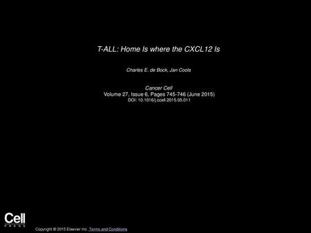 T-ALL: Home Is where the CXCL12 Is