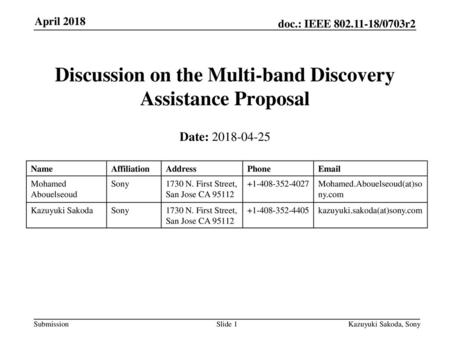 Discussion on the Multi-band Discovery Assistance Proposal