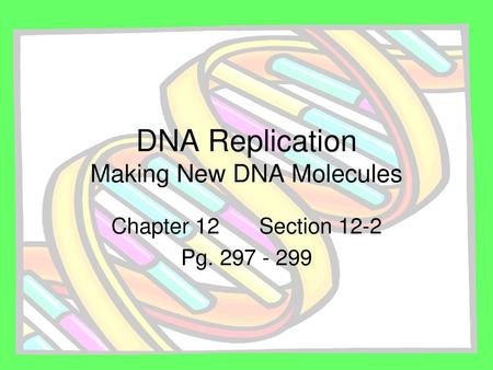 DNA Replication Making New DNA Molecules