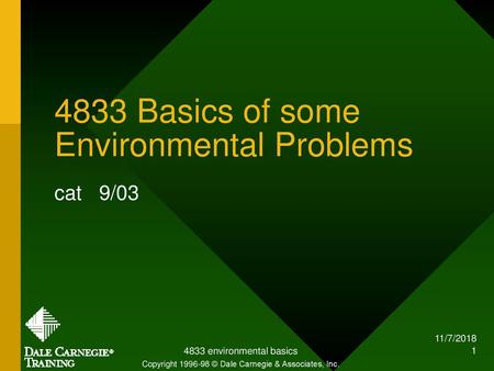 4833 Basics of some Environmental Problems