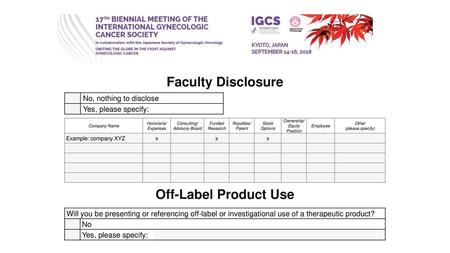 Faculty Disclosure Off-Label Product Use