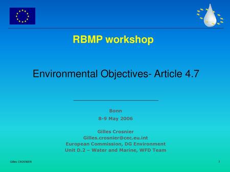 Environmental Objectives- Article 4.7