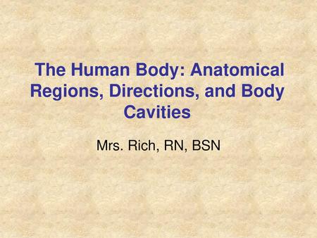 The Human Body: Anatomical Regions, Directions, and Body Cavities