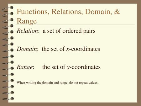 Functions, Relations, Domain, & Range