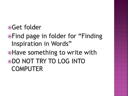 Get folder Find page in folder for “Finding  Inspiration in Words”