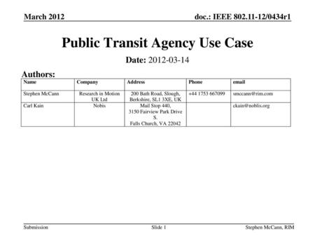 Public Transit Agency Use Case