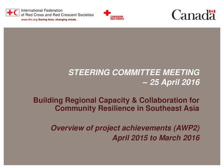 STEERING COMMITTEE MEETING – 25 April 2016
