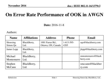 On Error Rate Performance of OOK in AWGN