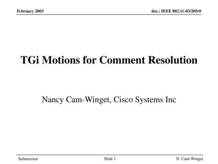 TGi Motions for Comment Resolution