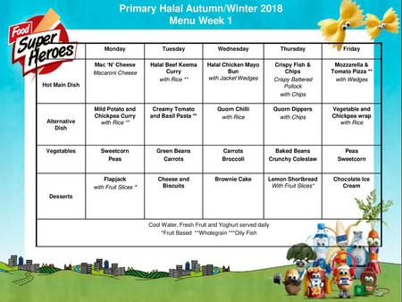 Primary Halal Autumn/Winter 2018 Menu Week 1