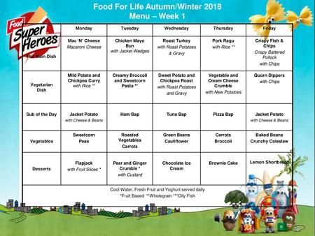 Food For Life Autumn/Winter 2018 Menu – Week 1