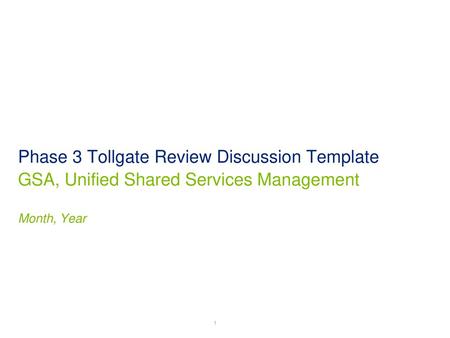 Phase 3 Tollgate Review Discussion Template