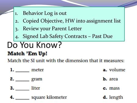 Do You Know? Behavior Log is out