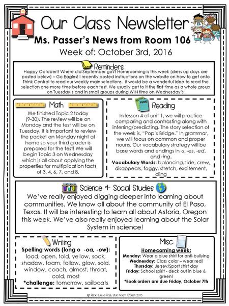 Ms. Passer’s News from Room 106