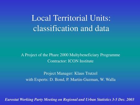 Local Territorial Units: classification and data