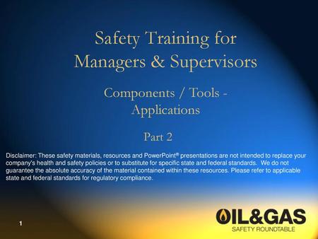Safety Training for Managers & Supervisors