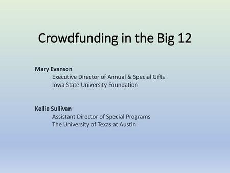 Crowdfunding in the Big 12