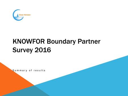 KNOWFOR Boundary Partner Survey 2016