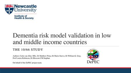 Dementia risk model validation in low and middle income countries