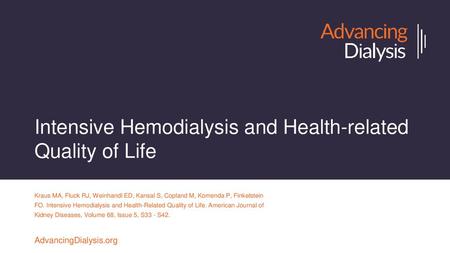 Intensive Hemodialysis and Health-related Quality of Life