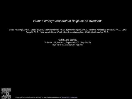 Human embryo research in Belgium: an overview